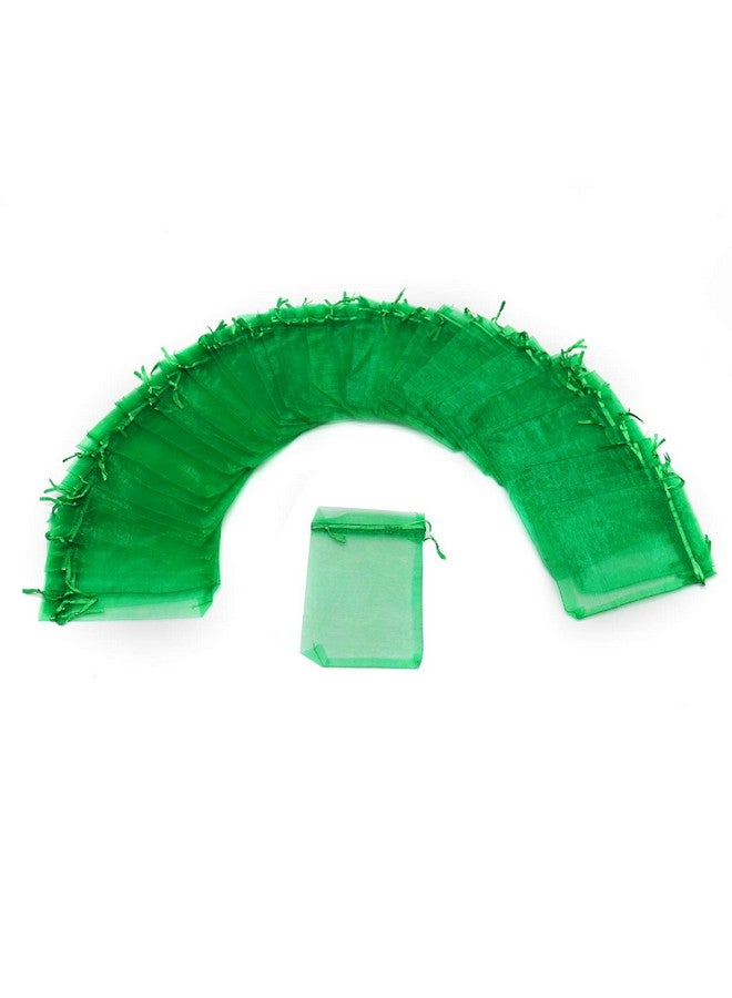 Bezall 100Pcs Organza Gift Bags Green, 5X7 Inch Drawstring Jewelry Pouches, Christmas Wedding Baby Shower Party Favor Bags - Image 2