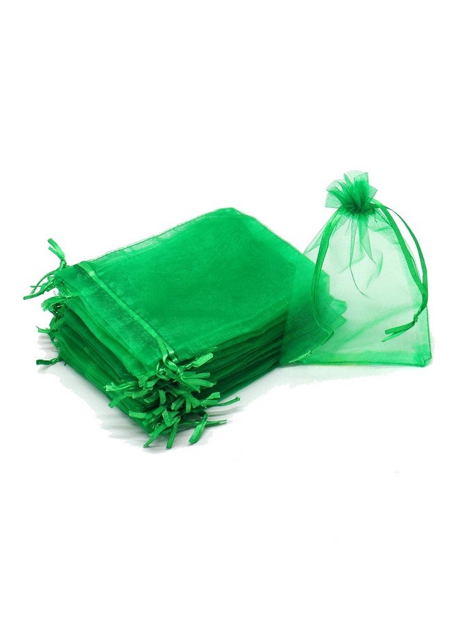 Bezall 100Pcs Organza Gift Bags Green, 5X7 Inch Drawstring Jewelry Pouches, Christmas Wedding Baby Shower Party Favor Bags - Image 1