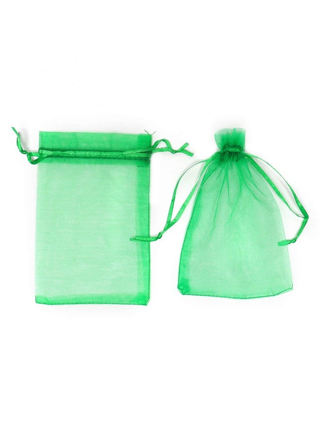 Bezall 100Pcs Organza Gift Bags Green, 5X7 Inch Drawstring Jewelry Pouches, Christmas Wedding Baby Shower Party Favor Bags - Image 3