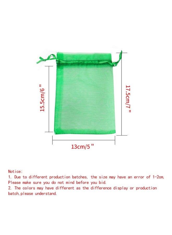 Bezall 100Pcs Organza Gift Bags Green, 5X7 Inch Drawstring Jewelry Pouches, Christmas Wedding Baby Shower Party Favor Bags - Image 4
