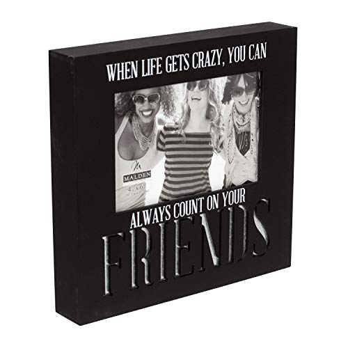Malden International Designs Laser Cut Industrial Expressions Friends Silkscreen Design and Laser Cut Galvanized Metal Accent Picture Frame, 4x6, Black - Image 2