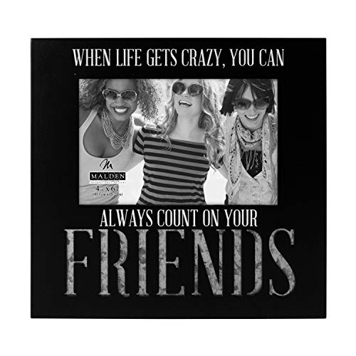 Malden International Designs Laser Cut Industrial Expressions Friends Silkscreen Design and Laser Cut Galvanized Metal Accent Picture Frame, 4x6, Black - Image 1