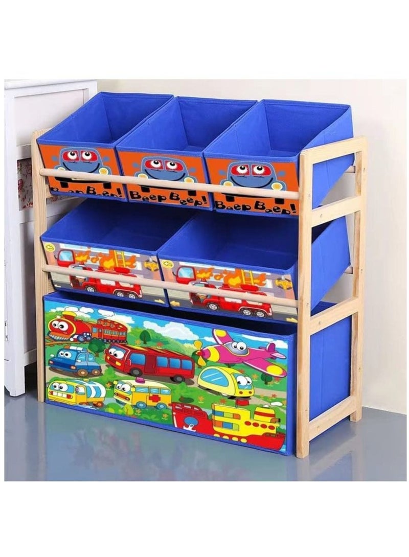 Enjoylifeme Multifunctional Deluxe Kids Toy Organizer Box and Rack with 6 Cloth Storage Bins - Image 1