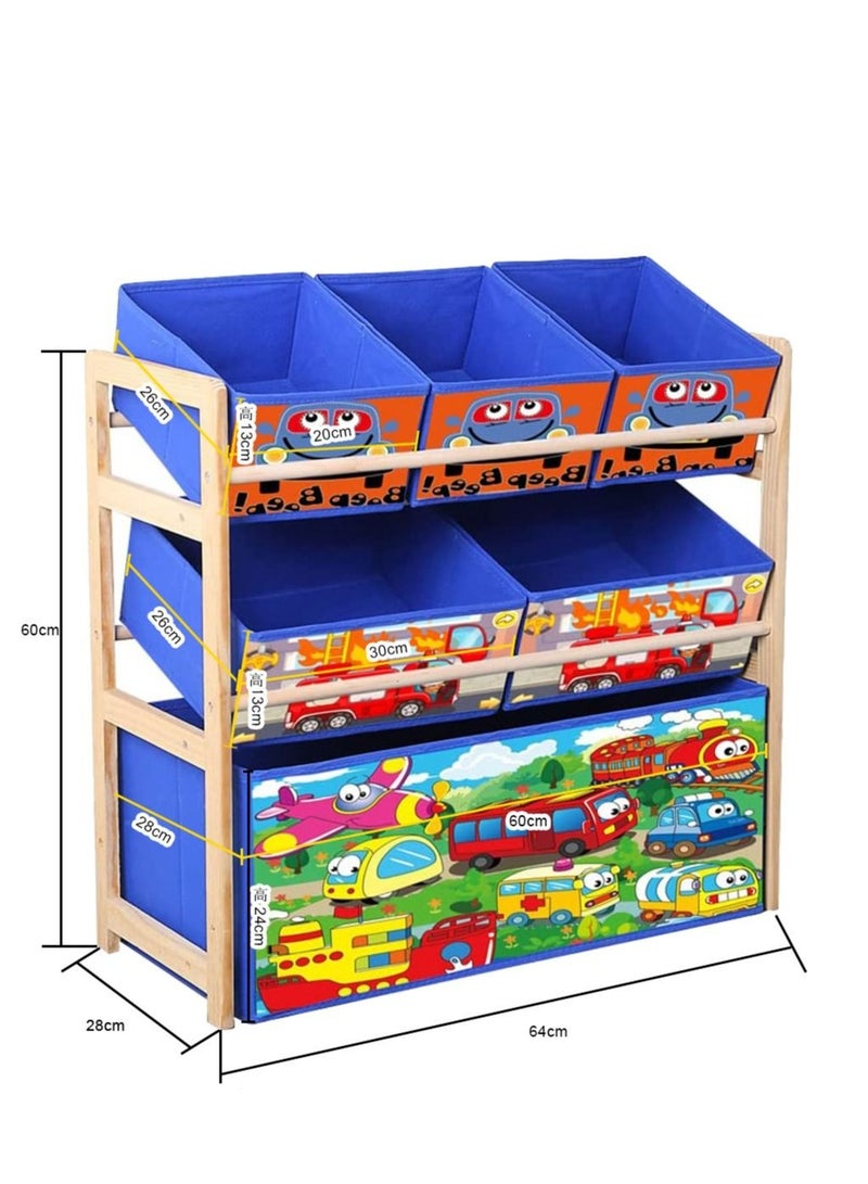 Enjoylifeme Multifunctional Deluxe Kids Toy Organizer Box and Rack with 6 Cloth Storage Bins - Image 4