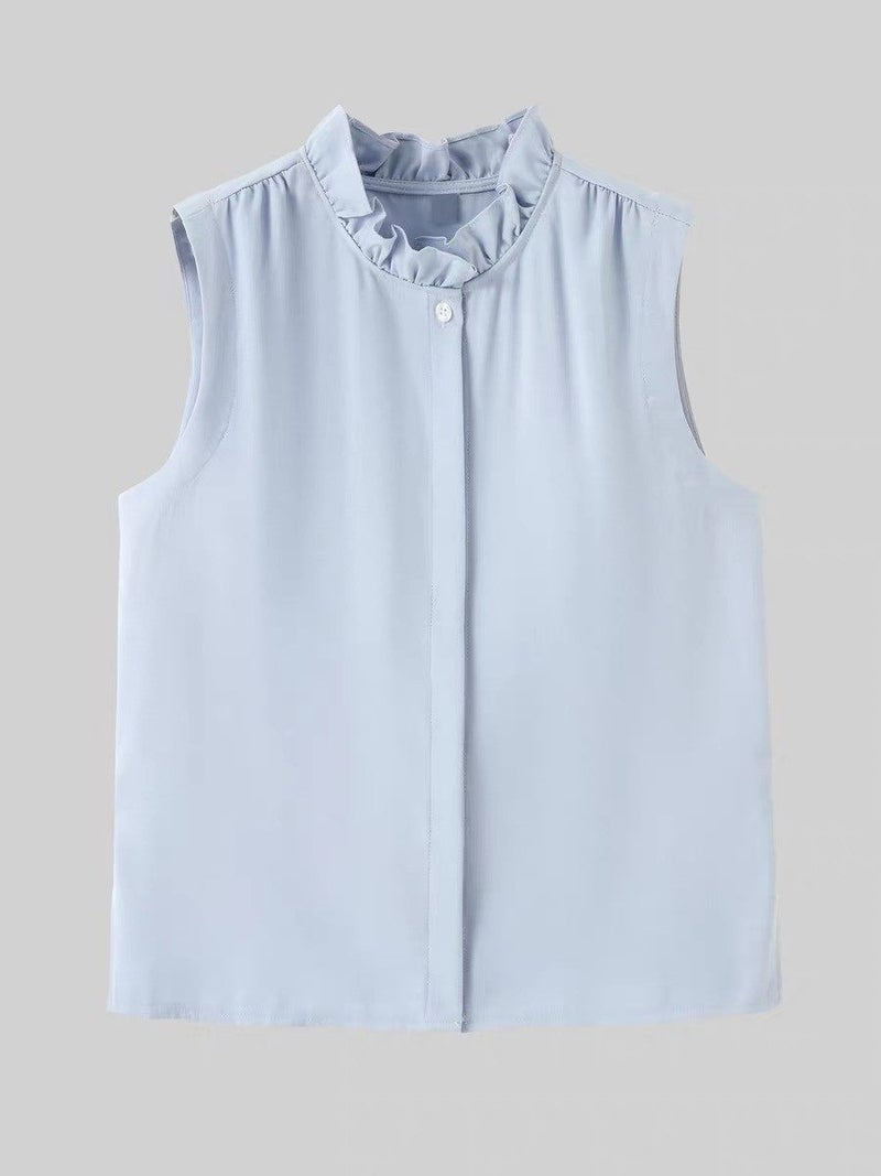 Layering artifact Dahong official classic style inner wear lotus leaf collar sleeveless shirt small vest lace versatile base shirt - Image 2