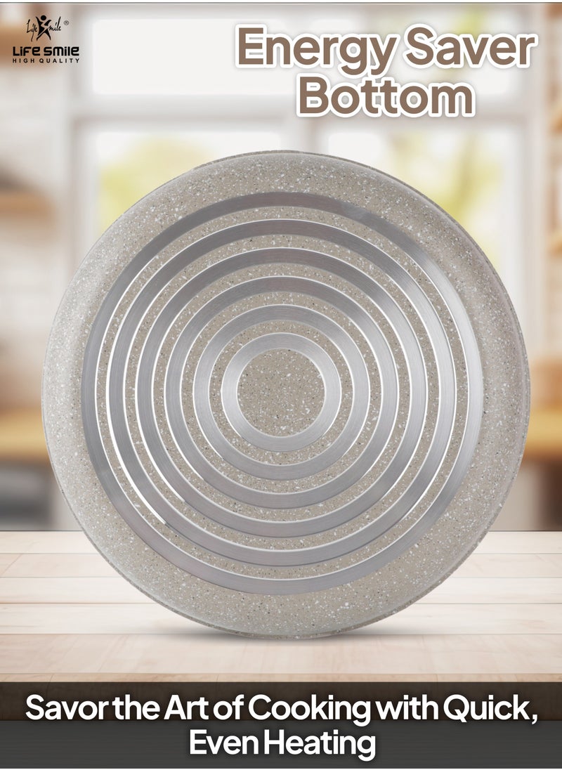Life Smile 3-Piece Round Baking Pan, Multipurpose Bakeware Pans and Cooking Rolling Edge Granite Roaster Pan - Ultra Non-Stick Cake Mould Pan - Bakeware for Home Kitchen & Oven Baking 24/28/32cm  - Image 2