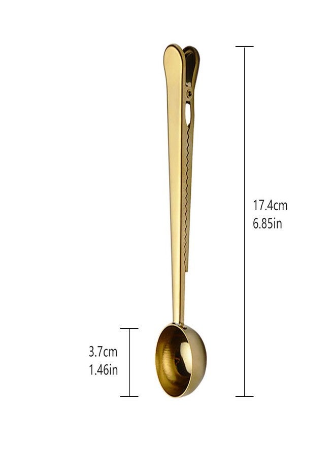 ZEARE مجموعة مغرفة قهوة من الفولاذ المقاوم للصدأ 2 في 1، ملعقة طعام واحدة، مع مشبك، 3 قطع (فضي/ذهبي/ذهبي وردي) (ذهبي) - Image 3