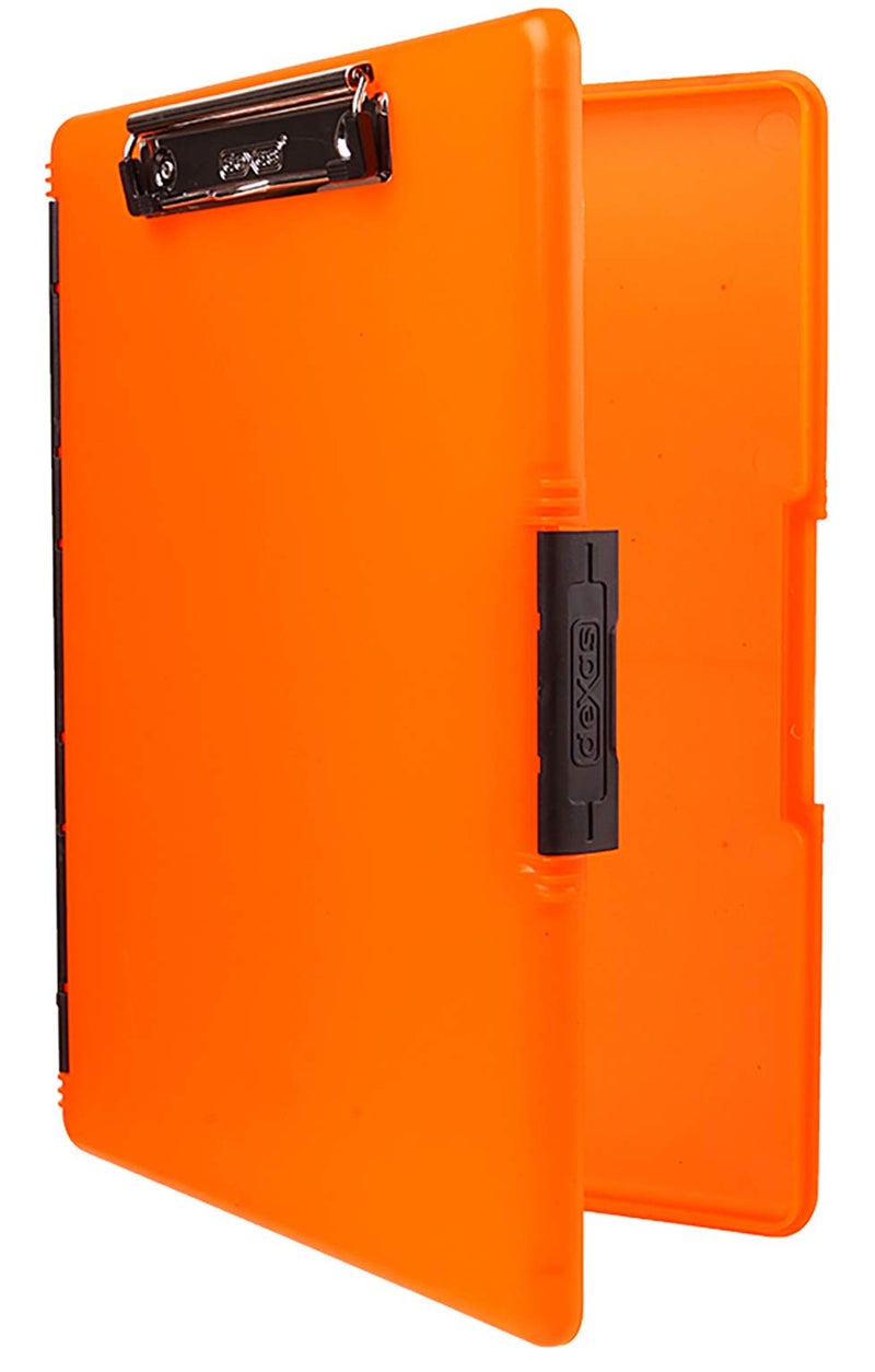 Dexas Slimcase 2 Plastic Clipboard with Storage and Side Opening, Neon Orange, Office Supplies Clipboards to Organize, Carry and Store, A4 Holder, Style and Functionality Nursing Clipboards - Image 1
