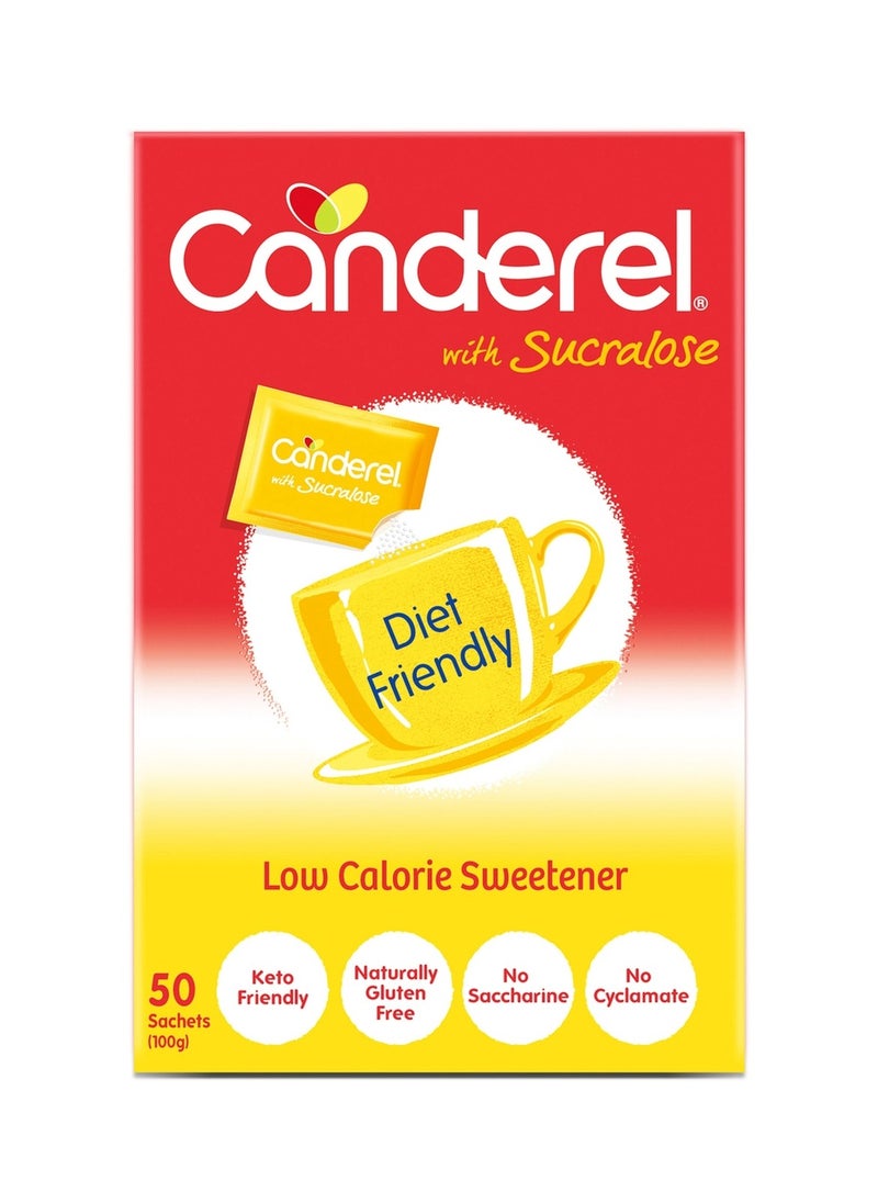 Canderel 50 Sweetener Sachets With Sucralose 100 G 
