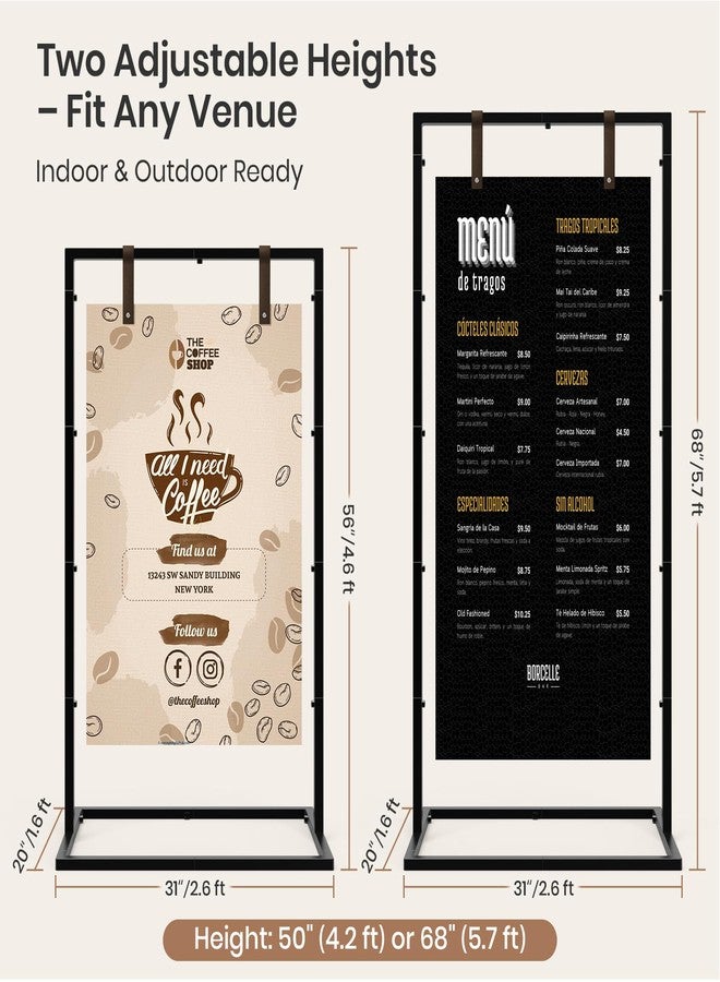 IPOW Wedding Sign Holder, Adjustable Welcome Wedding Sign Stand with Leather Sign Hanging Strap, Heavy Duty Easel Stand for Sign, Wedding Seating Chart Stand, Easel for Display, Square Backdrop Stand Black - Image 2