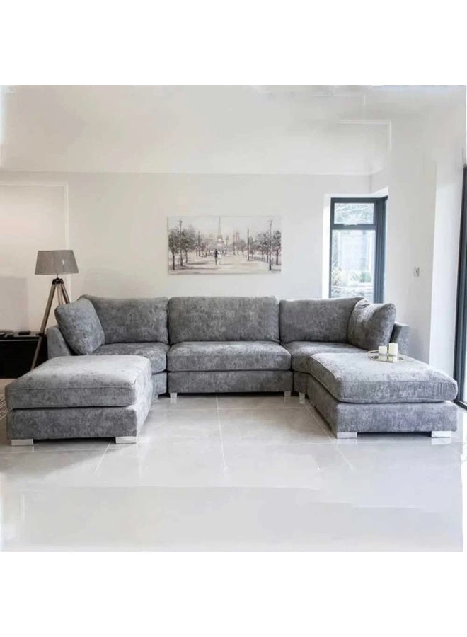 KUSTOMDECO Haawa 3 Seater Upholstered Modular U-Shape sofa - Customizable Sectional Sofa for Living Room, Premium Upholstery, L-Shape Design - Image 1