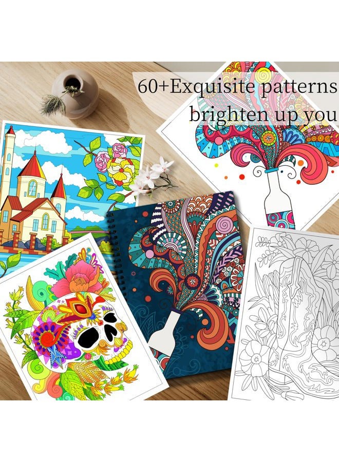 Kalysky Adult Coloring Books Set:3 Coloring Books for Adults Animal Flowers & Other Themes Designs.Coloring Books for Adults to Relax and Relieve Anxiety - Image 2