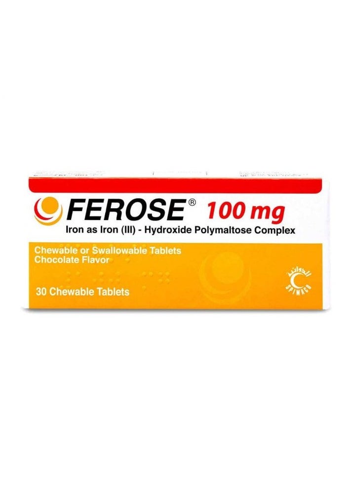 FEROSE Ferose Tablet 100mg Pack Of 30 chewable tablets 