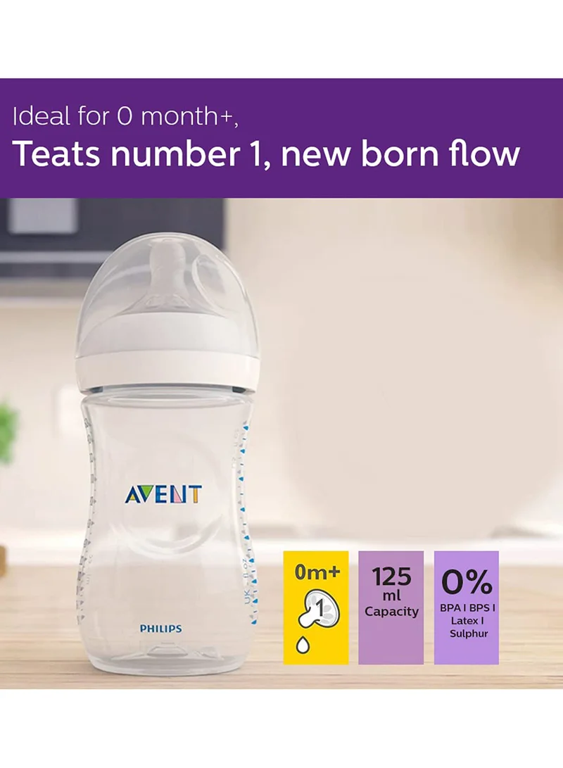 Philips Avent Anti-Colic Ergonomic Shape Natural Feeding Bottle 0M+, Clear - 125 ml