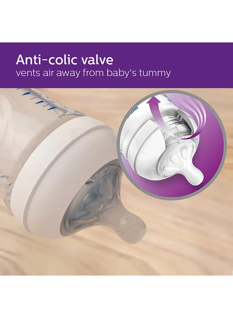 Philips Avent Anti-Colic Ergonomic Shape Natural Feeding Bottle 0M+, Clear - 125 ml