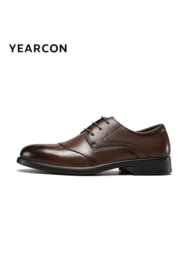 YEARCON Yierkang Men's Shoes, Business Formal Shoes, Three-joint Derby Shoes, British Style Groom Wedding Shoes, 96302w, Brown, Size 40 - Image 4
