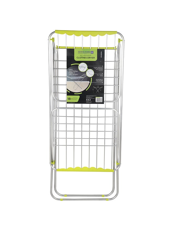 Royalford Aluminium Cloth Dryer Durable Rust Proof Iron Wire And Frame Easy Folding Sturdy Sleek And Heavy Storage Silver - Image 2