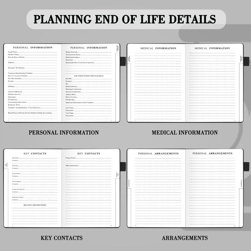 JUBTIC End of Life Planner, Estate Planning Organizer, Death Planner with Labels, Just in Case I Die Book Organizer, Will Preparation, Funeral Planning, Final Arrangements Notebook (5.6 * 8.5â€)-Black - Image 3