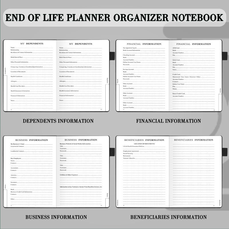 JUBTIC End of Life Planner, Estate Planning Organizer, Death Planner with Labels, Just in Case I Die Book Organizer, Will Preparation, Funeral Planning, Final Arrangements Notebook (5.6 * 8.5â€)-Black - Image 4
