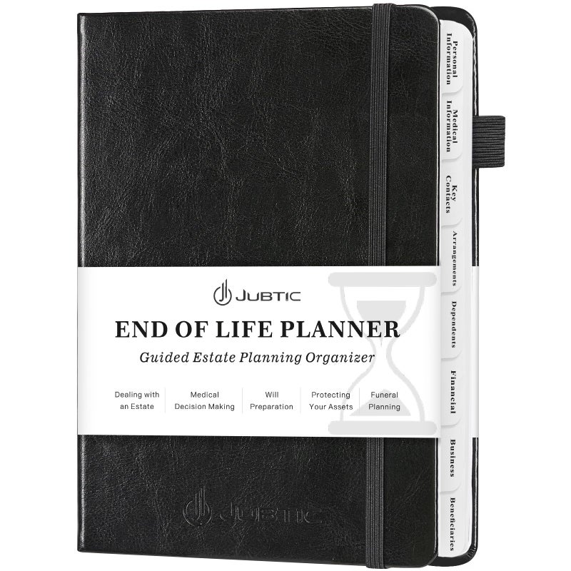 JUBTIC End of Life Planner, Estate Planning Organizer, Death Planner with Labels, Just in Case I Die Book Organizer, Will Preparation, Funeral Planning, Final Arrangements Notebook (5.6 * 8.5â€)-Black - Image 1