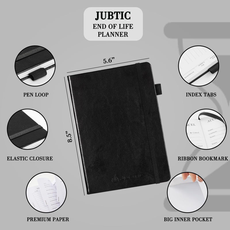 JUBTIC End of Life Planner, Estate Planning Organizer, Death Planner with Labels, Just in Case I Die Book Organizer, Will Preparation, Funeral Planning, Final Arrangements Notebook (5.6 * 8.5â€)-Black - Image 2