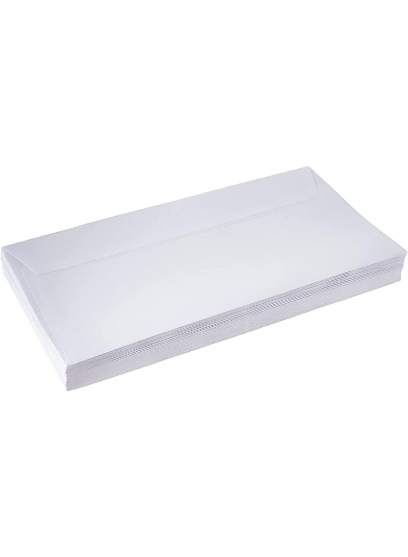 مظاريف بيضاء 80 غ/م²، 22.9 سم × 10.1 سم، سهلة الفتح والإغلاق، عبوة من 50 مظروفًا