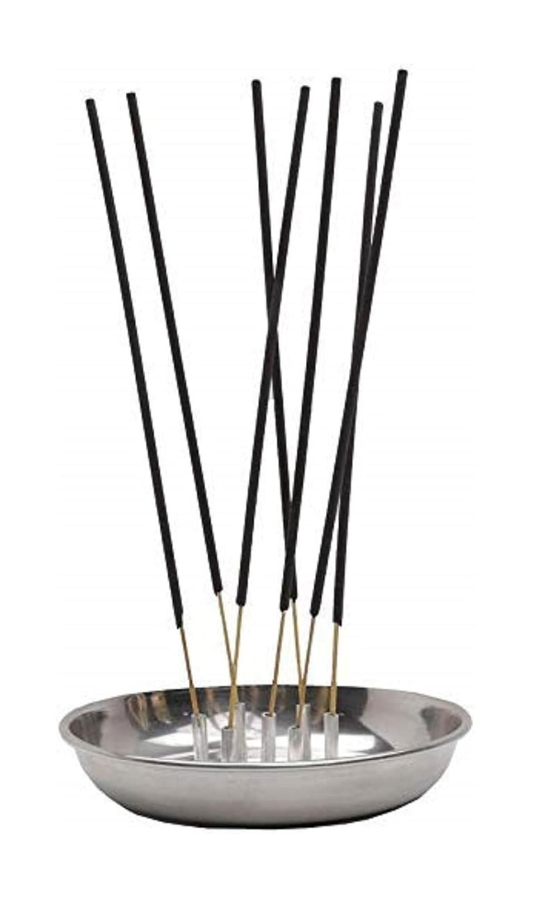 Dynore Stainless Steel Agarbatti Stand with Plate/Incense Stick Holder for Home Set of 1 - Image 2