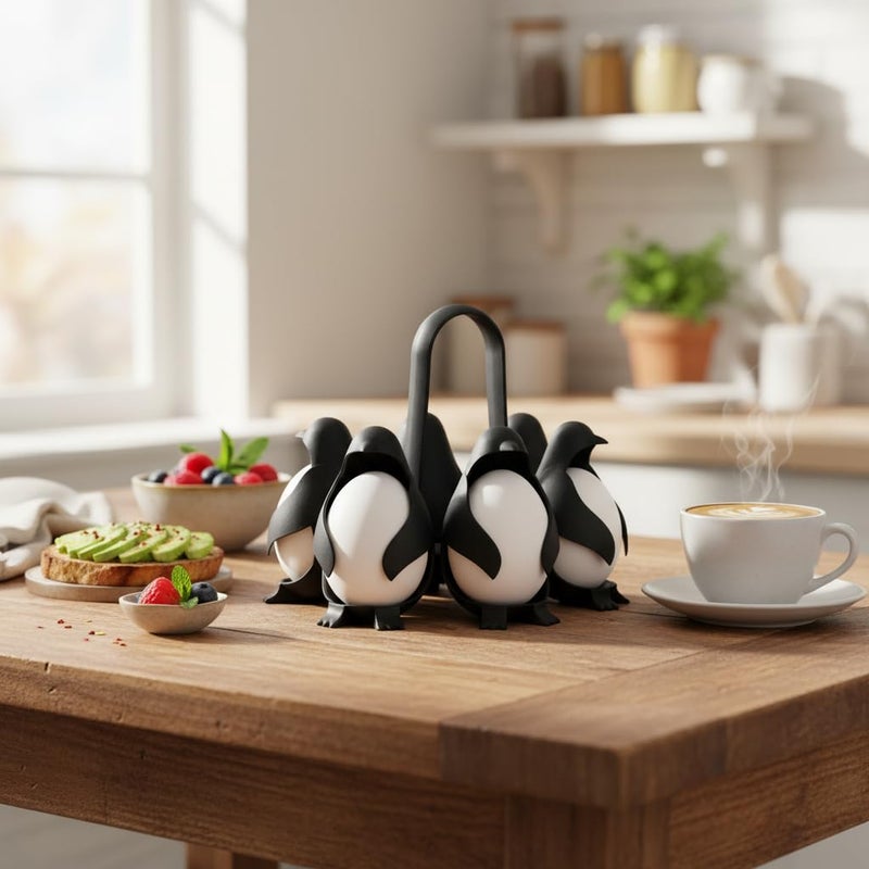 3 in 1 Penguin Egg Holder – Storage, Boil & Serve Eggs – 6 Eggs Capacity – Heat Resistant Plastic – Stylish & Fun Design for Kitchen & Fridge - Image 2