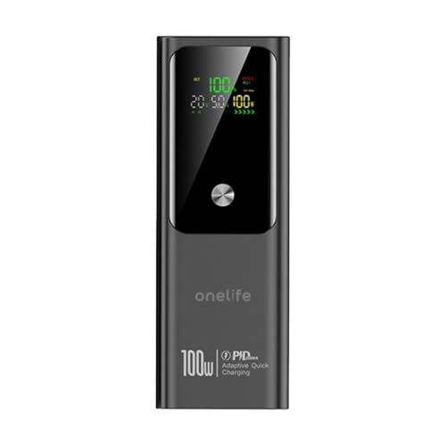 One Life Power 17 100W Fast Charging 20000mAh Power Bank | Triple Output (2 USB-C PD & 1 USB-A QC) | Digital Display | Compatible with MacBook, Type-C Laptops, iPhone, Android & More (Black) - Image 1