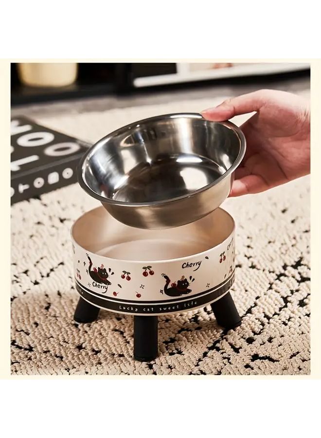 Style 1 Stainless Steel Cat Bowl Set With Anti Tip Base Prevents Black Muzzle Neck Support - Image 3