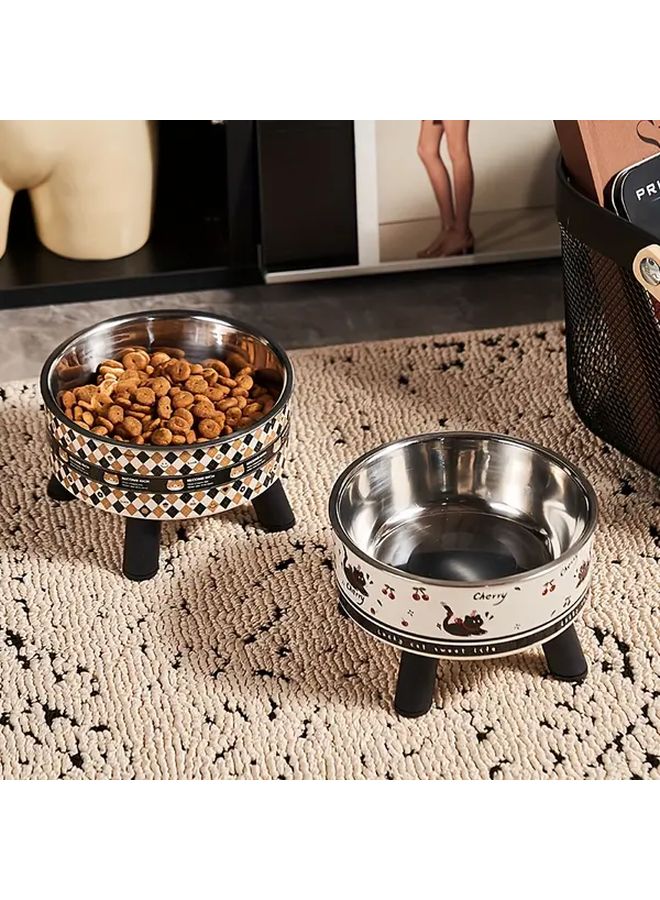 Style 1 Stainless Steel Cat Bowl Set With Anti Tip Base Prevents Black Muzzle Neck Support - Image 2