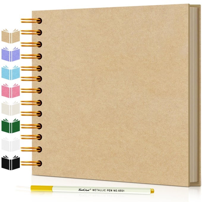 DIY SCRAPBOOK ALBUM HARDCOVER KRAFT 7X7 INCH 40 PAGES SCRAP BOOK PHOTO ALBUM WITH METALLIC PEN FOR FAMILY MEMORY BOOK WEDDING ANNIVERSARY TICKETS ETC