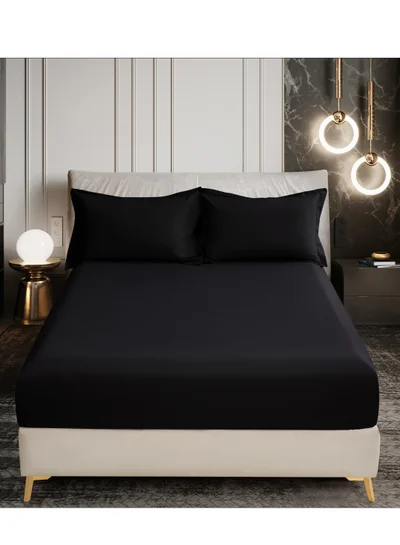 Donetella Bedding Fitted Sheet - Fits 180x200 Cm For King Bed - 3 Pcs (1 Fitted Sheet and 2 Pillowcases) - 35 Cm Deep Pocket - Solid Bed Sheet