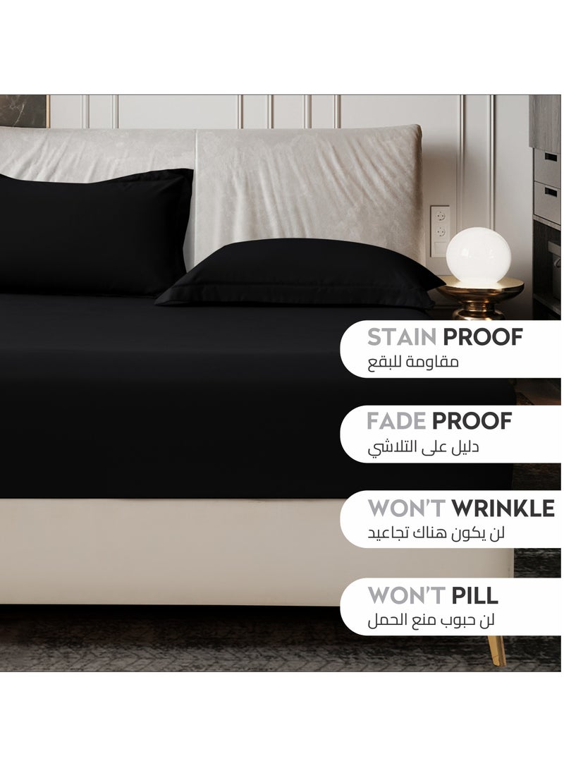 Donetella Bedding Fitted Sheet - Fits 180x200 Cm For King Bed - 3 Pcs (1 Fitted Sheet and 2 Pillowcases) - 35 Cm Deep Pocket - Solid Bed Sheet  - Image 4