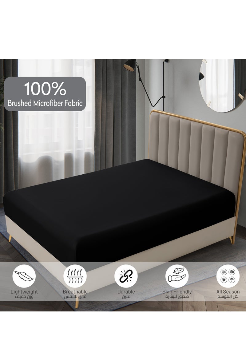 Donetella Bedding Fitted Sheet - Fits 180x200 Cm For King Bed - 3 Pcs (1 Fitted Sheet and 2 Pillowcases) - 35 Cm Deep Pocket - Solid Bed Sheet  - Image 5