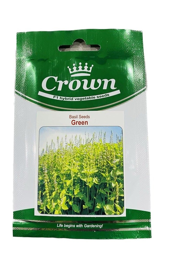 Generic Basil Tulsi green seasoning | Premium Quality Seeds by Crown F1 Hybrid, Organic Non MO Vegetable Seeds for Home and Garden Potted Plants,Easy to Plant,| Made in India | 1gm 