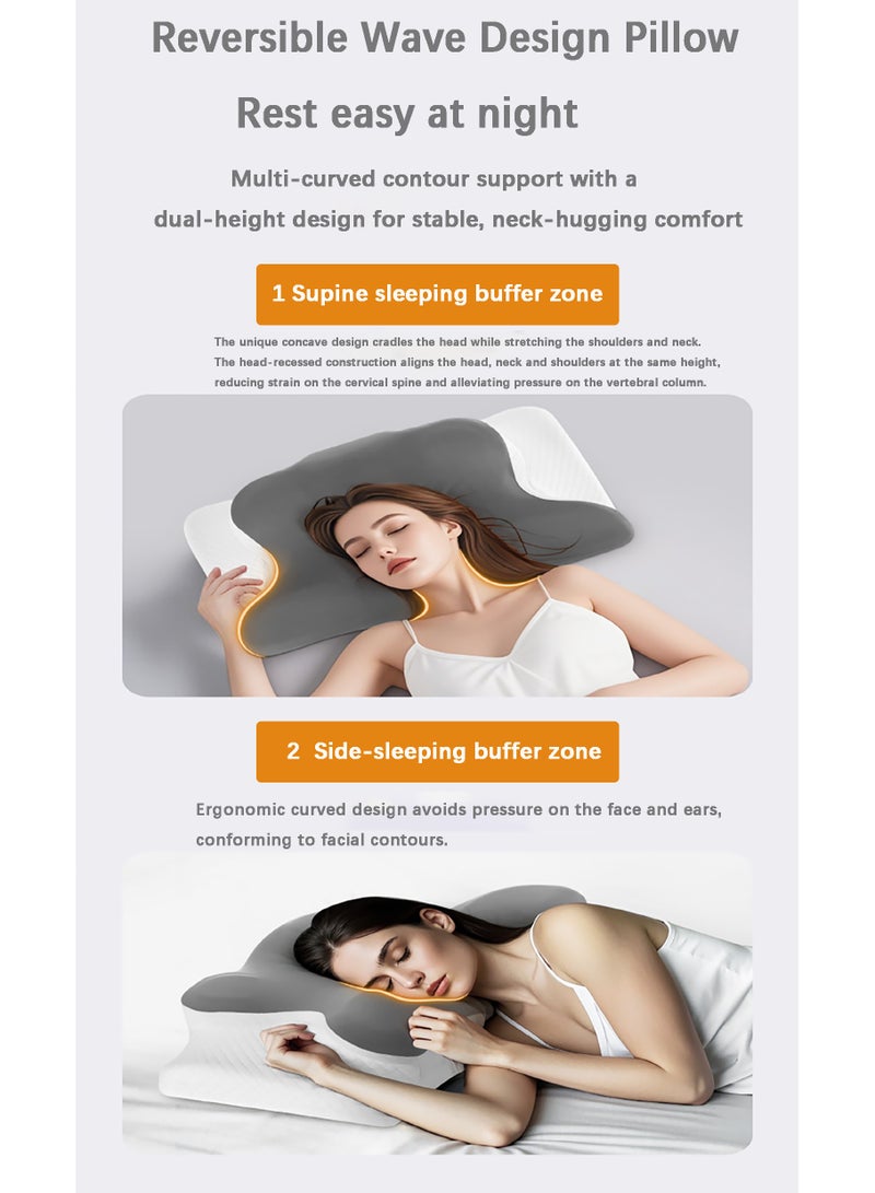 فلوشرينيك وسادة للرقبة، وسادة، وسادة نوم مصممة هندسياً من الإسفنج المرن، وسادة سرير تقويمية، ناعمة وقابلة للتنفس، مناسبة لمن ينامون على الجانب أو على البطن أو على الظهر. - Image 4