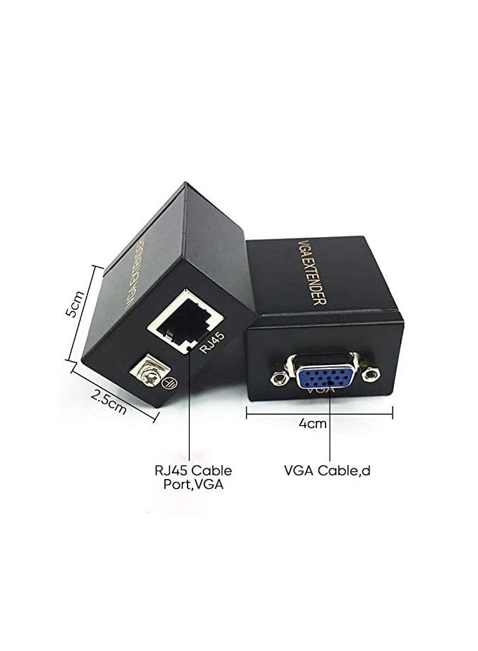Vga extenders,60m vga transmitter + receiver over cat5e cat6 ethernet cable 1080p audio support (sender+receiver) - Image 2