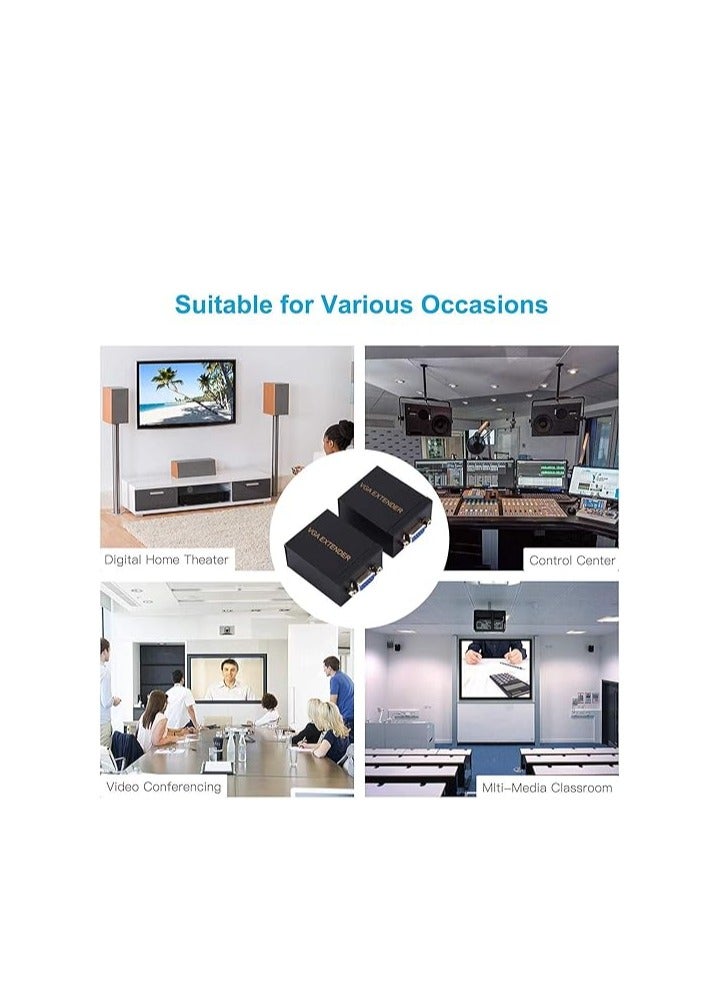 Vga extenders,60m vga transmitter + receiver over cat5e cat6 ethernet cable 1080p audio support (sender+receiver) - Image 4