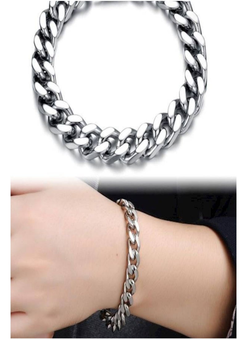 WAOKN Mens Bracelets Wristband Personality Bangles, Stainless Steel Circular Ring Shape Inspirational Wristband, 21cm Boy Jewelry Men's Best Gift  - Image 2