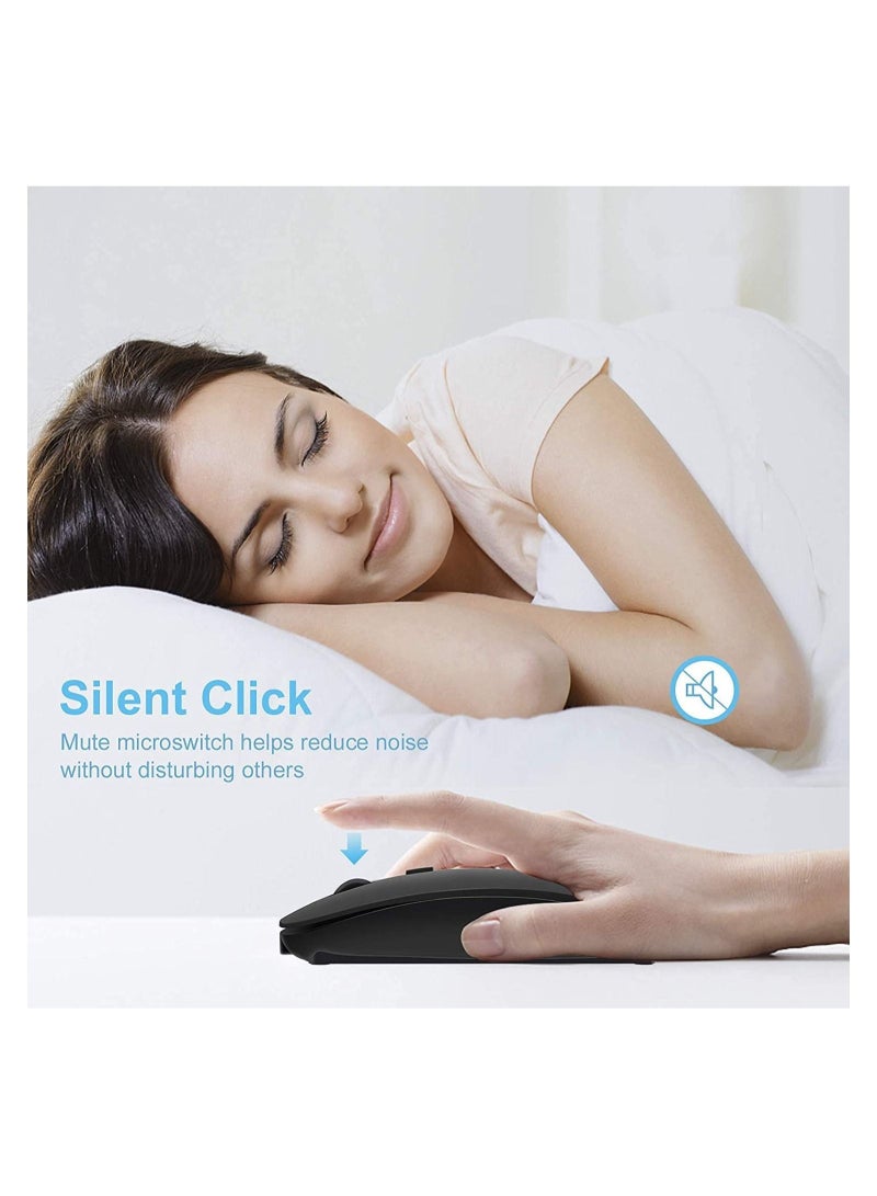 Rechargeable Wireless Mouse, 2.4GHz Slim Silent Click Wireless Optical Mouse, Long Range Wireless Mouse for Laptop  PC, Compatible with Mac, MacBook Pro  MacBook Air etc - Image 5