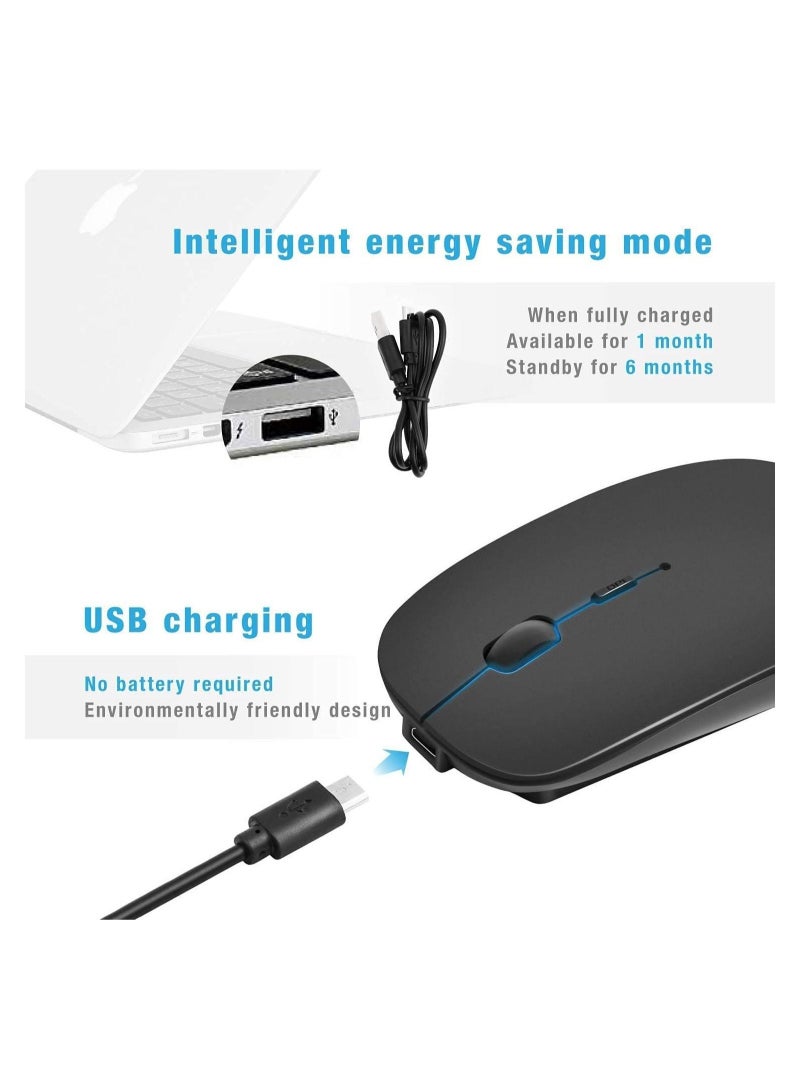 Rechargeable Wireless Mouse, 2.4GHz Slim Silent Click Wireless Optical Mouse, Long Range Wireless Mouse for Laptop  PC, Compatible with Mac, MacBook Pro  MacBook Air etc - Image 2