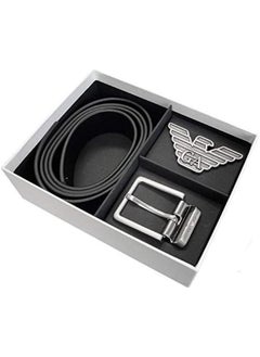 armani Armani Leather Double Face Belt Black Belt Two Buckle Set Box for Men  - Image 1
