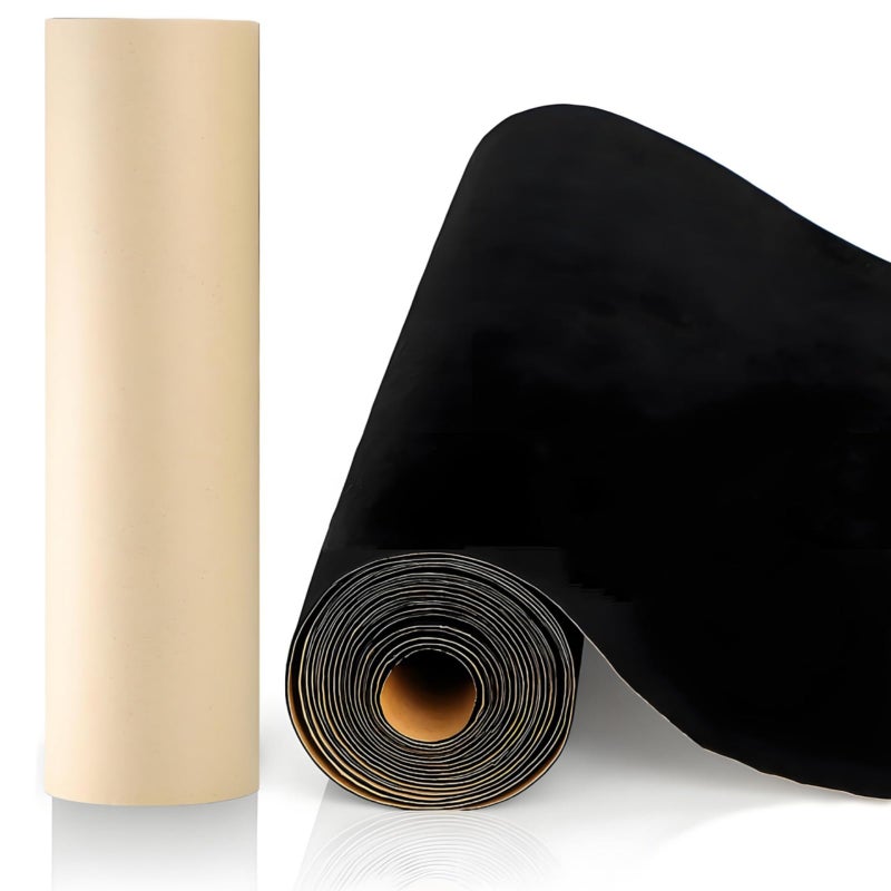 Acshio Self Adhesive Felt Fabric, 130''L x 17''W Soft Black Velvet Drawer Liner Roll, DIY Velvet Fabric Peel and Stick Felt Arts Crafts Tape for Jewelry Box, Cup Mats, Picture Frames, Chair Legs - Image 1