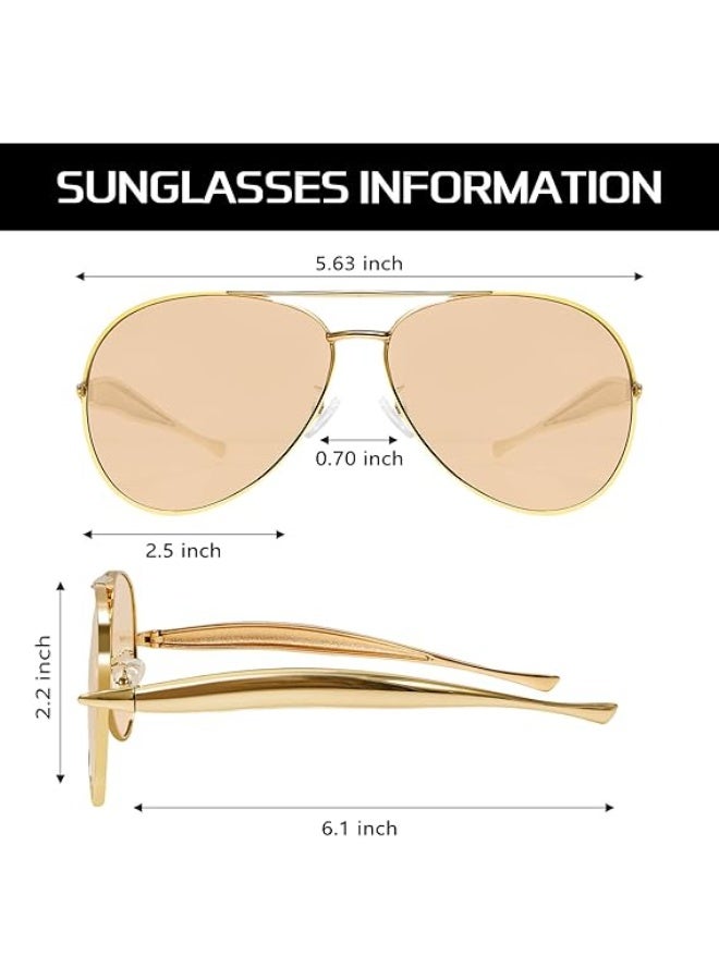 Retro Gold Aviator Sunglasses for Women Men, 2026 Metal Oversized 70s Aviators Sun Glasses - Image 2