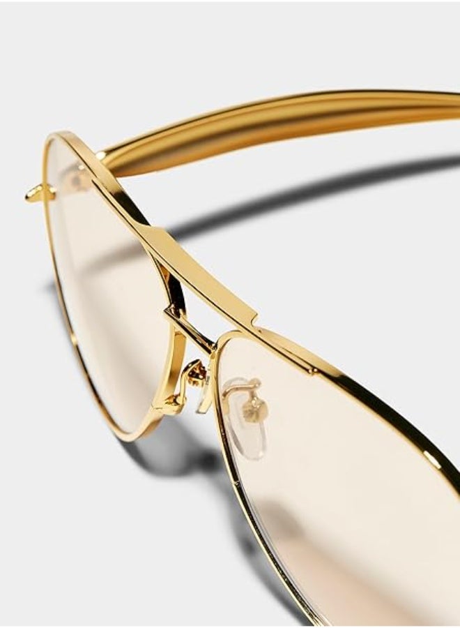 Retro Gold Aviator Sunglasses for Women Men, 2026 Metal Oversized 70s Aviators Sun Glasses - Image 4