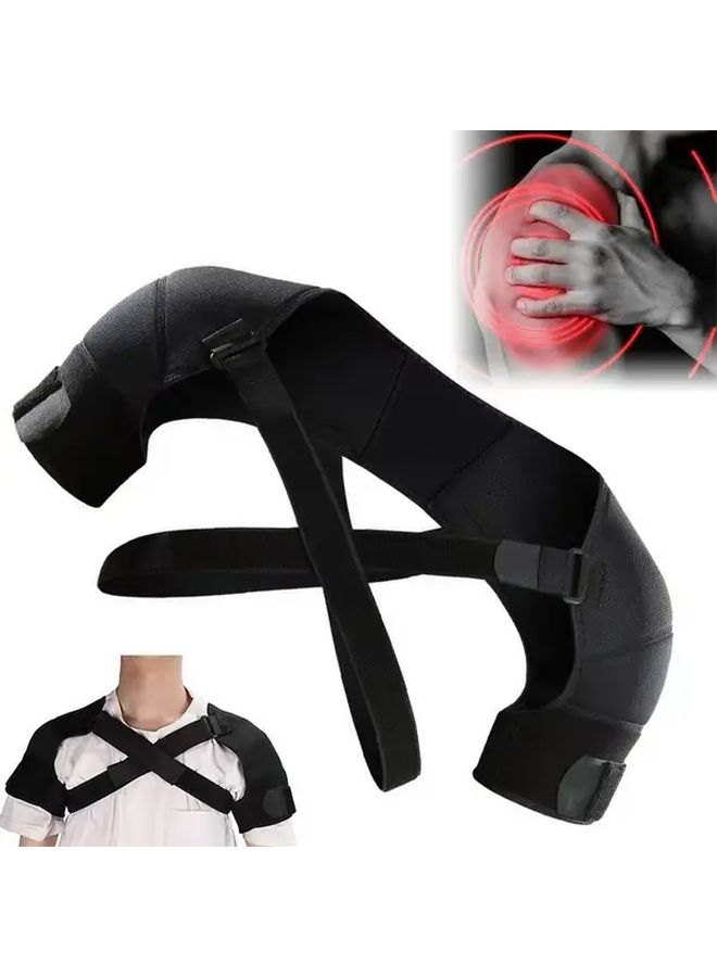 Black XXL-3XL Adjustable Breathable Double Shoulder Support Brace Ergonomic Back Strap Cross Back Design Padded Compression Sports Injury Recovery One Size Fits All - Image 1