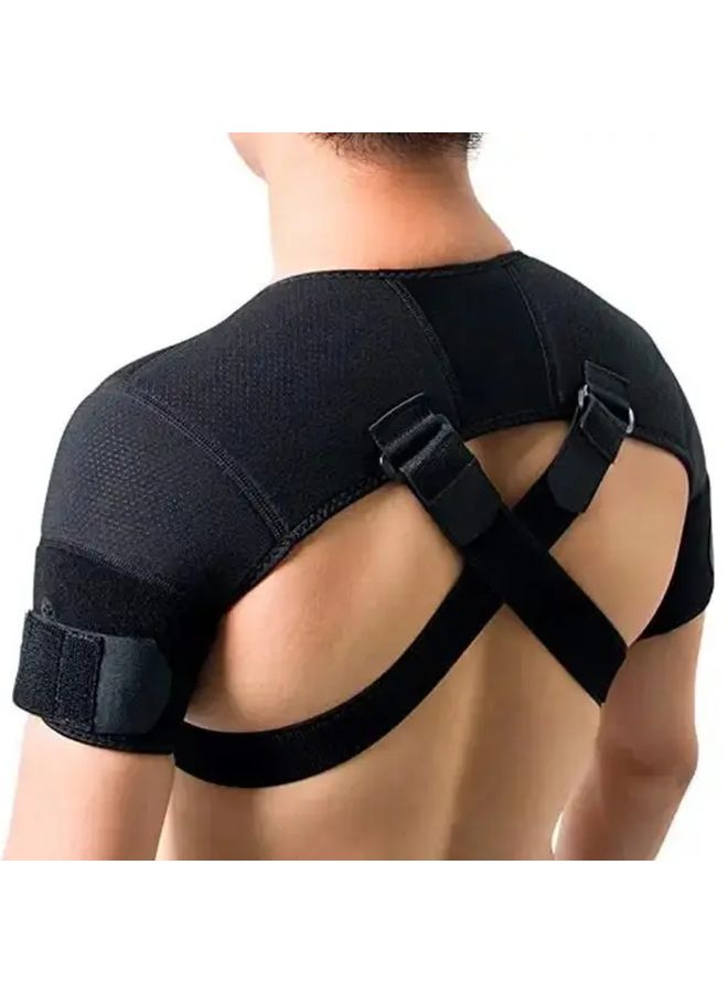 Black XXL-3XL Adjustable Breathable Double Shoulder Support Brace Ergonomic Back Strap Cross Back Design Padded Compression Sports Injury Recovery One Size Fits All - Image 5