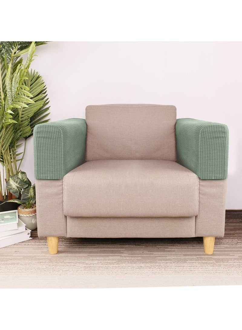 KASTWAVE Sofa Armrest Cover, Chair Arm Protectors, Sofa Armrest Cover, Stretch Armchair  Elastic, Home Office Recliner Couch Protective Cloth 2pcs (Green) - Image 2