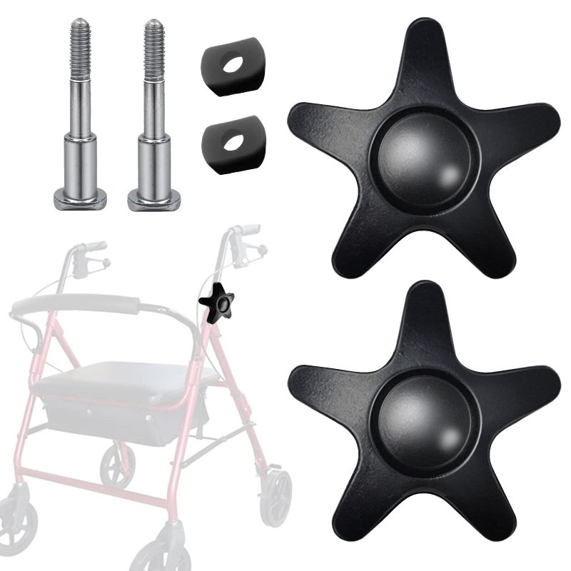Pacify 2 Pack Replacement Adjustment Star Knobs for Rollator Walker Guardian Walker M6 T Bolt with Washers Platform Attachment